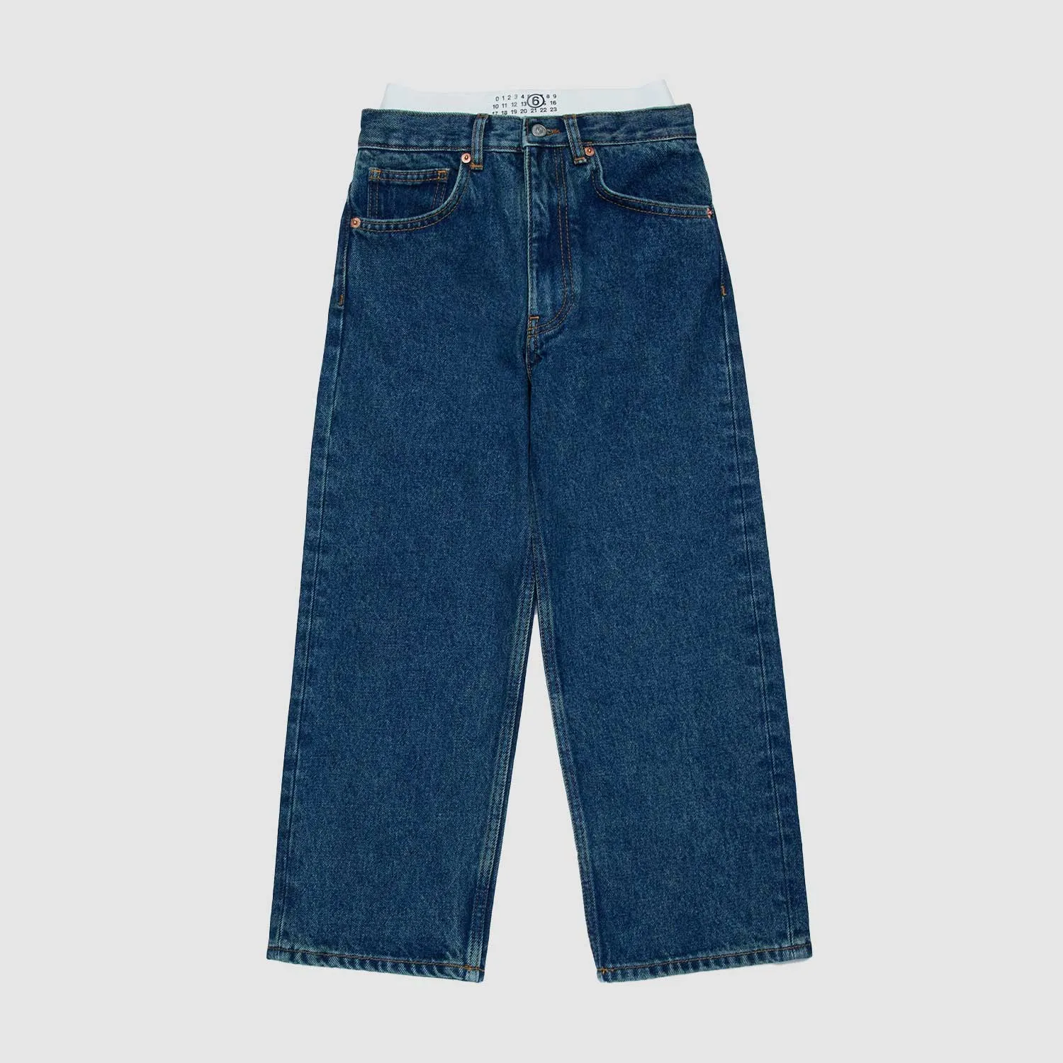 Mm6 Maison Margiela Blue Denim Jeans With Elastic And Logo