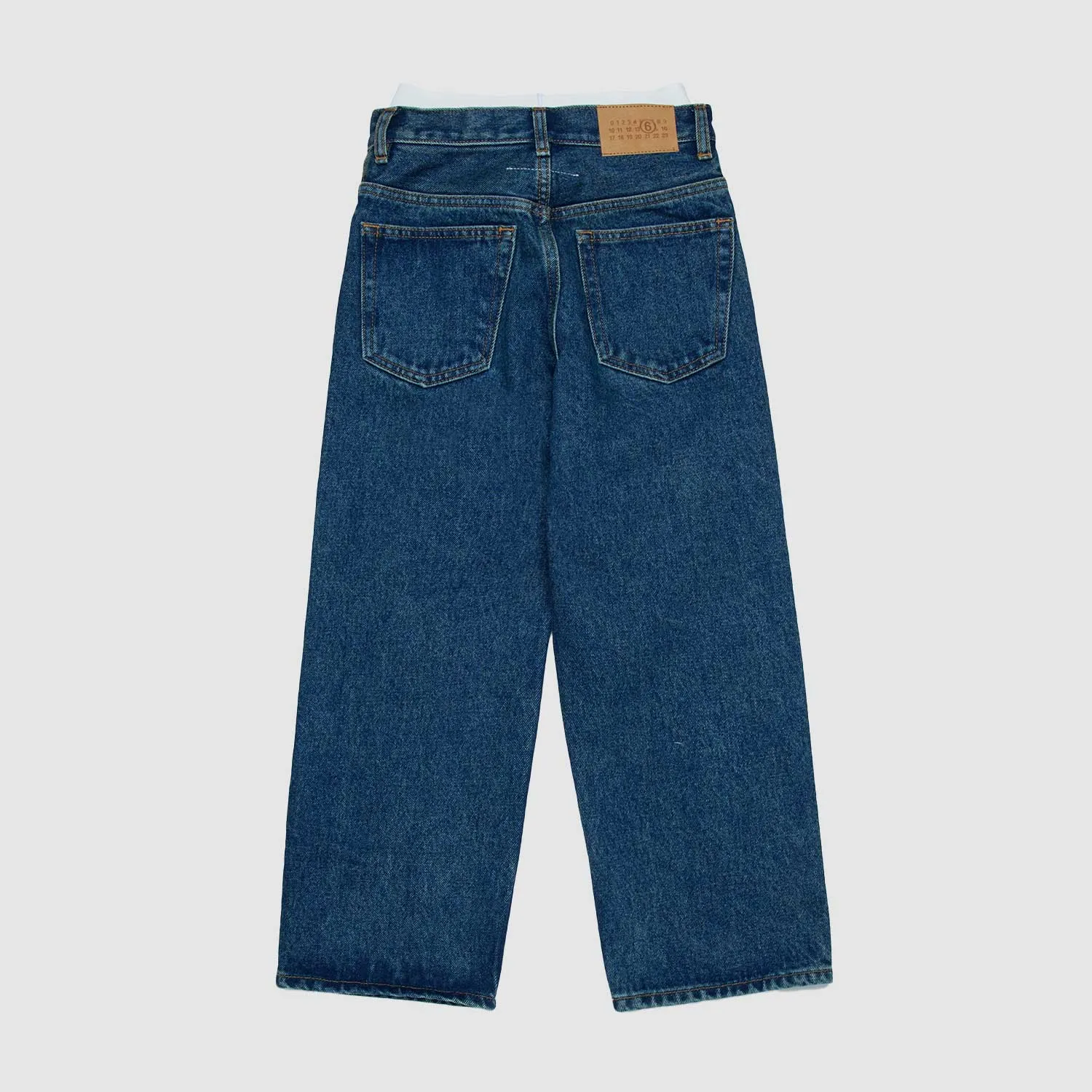 Mm6 Maison Margiela Blue Denim Jeans With Elastic And Logo