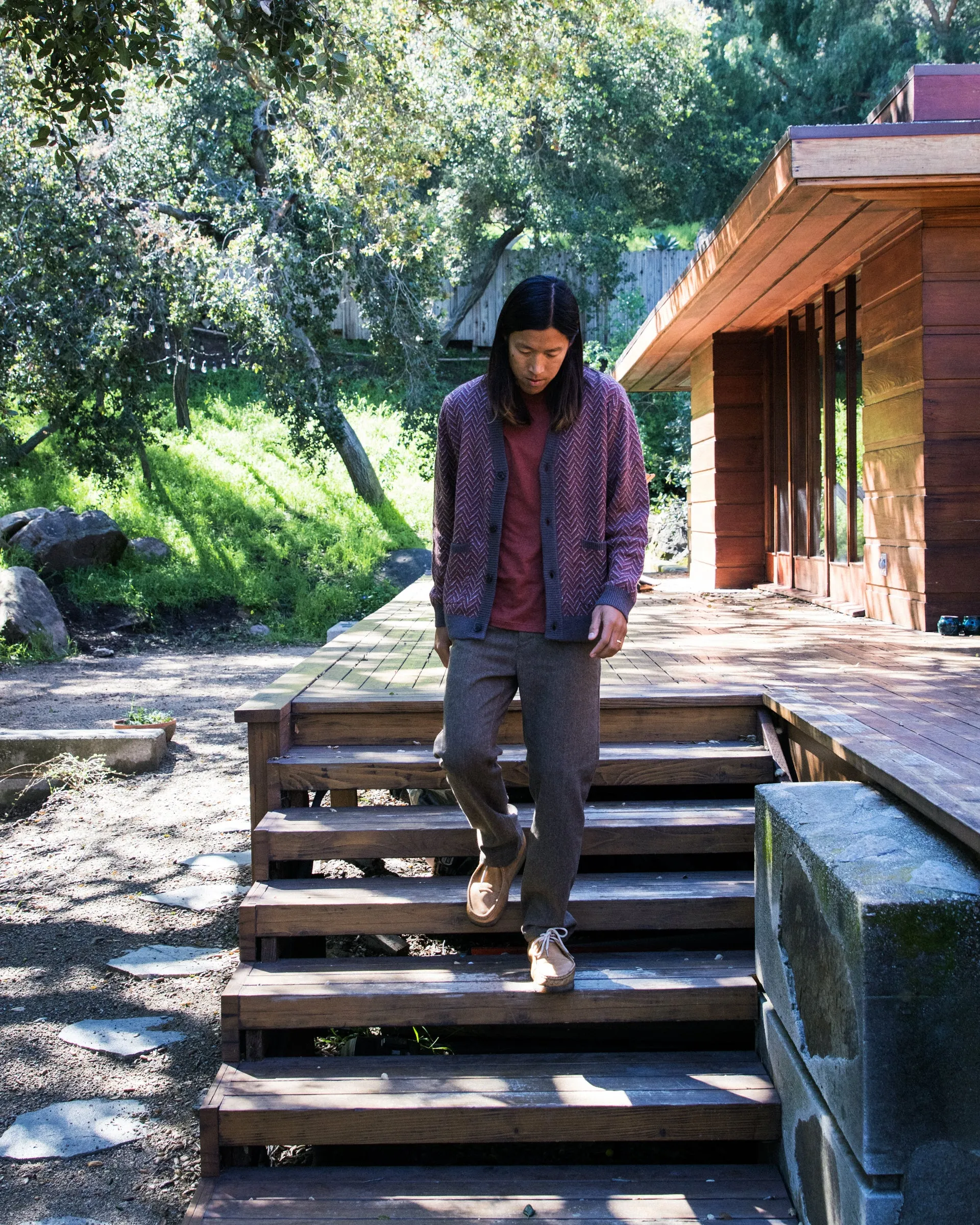 Mohair Herringbone Cardigan Dawn