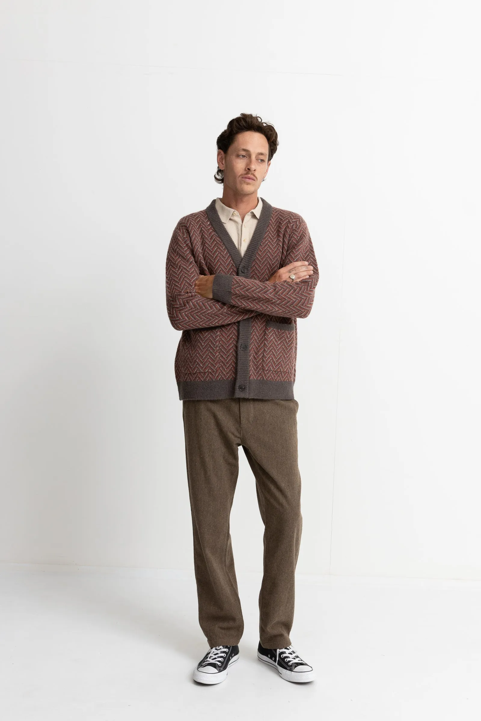 Mohair Herringbone Cardigan Dawn