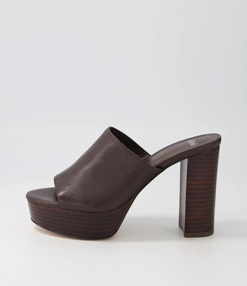 MOLLINI Arabella Choc Leather Mules Dbh