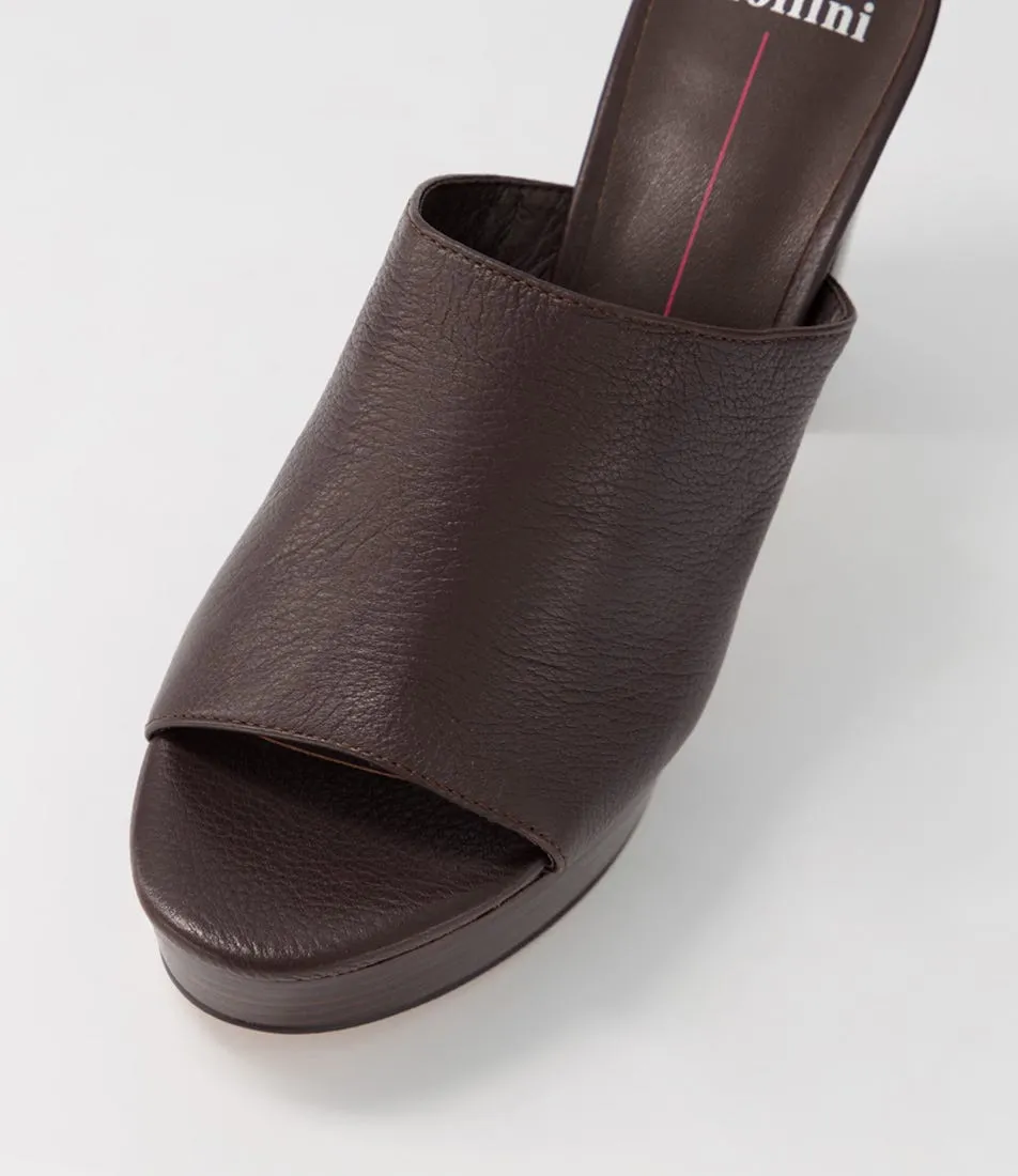 MOLLINI Arabella Choc Leather Mules Dbh