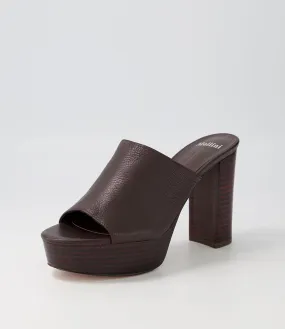 MOLLINI Arabella Choc Leather Mules Dbh