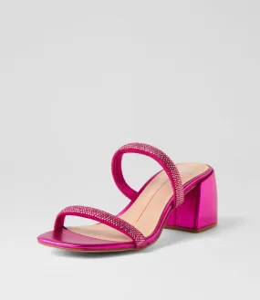 MOLLINI Bonnii Fuchsia Metallic Jewels Leather Mules