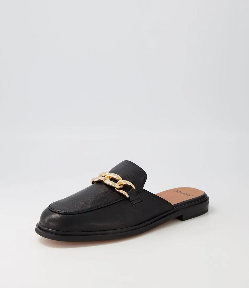 MOLLINI Geese Black Leather Mules Bh