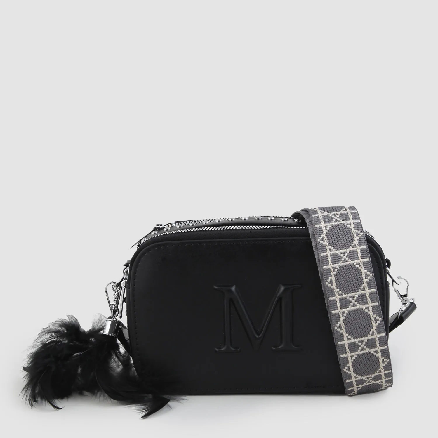 Monnalisa Black Shoulder Bag With Embossed Logo