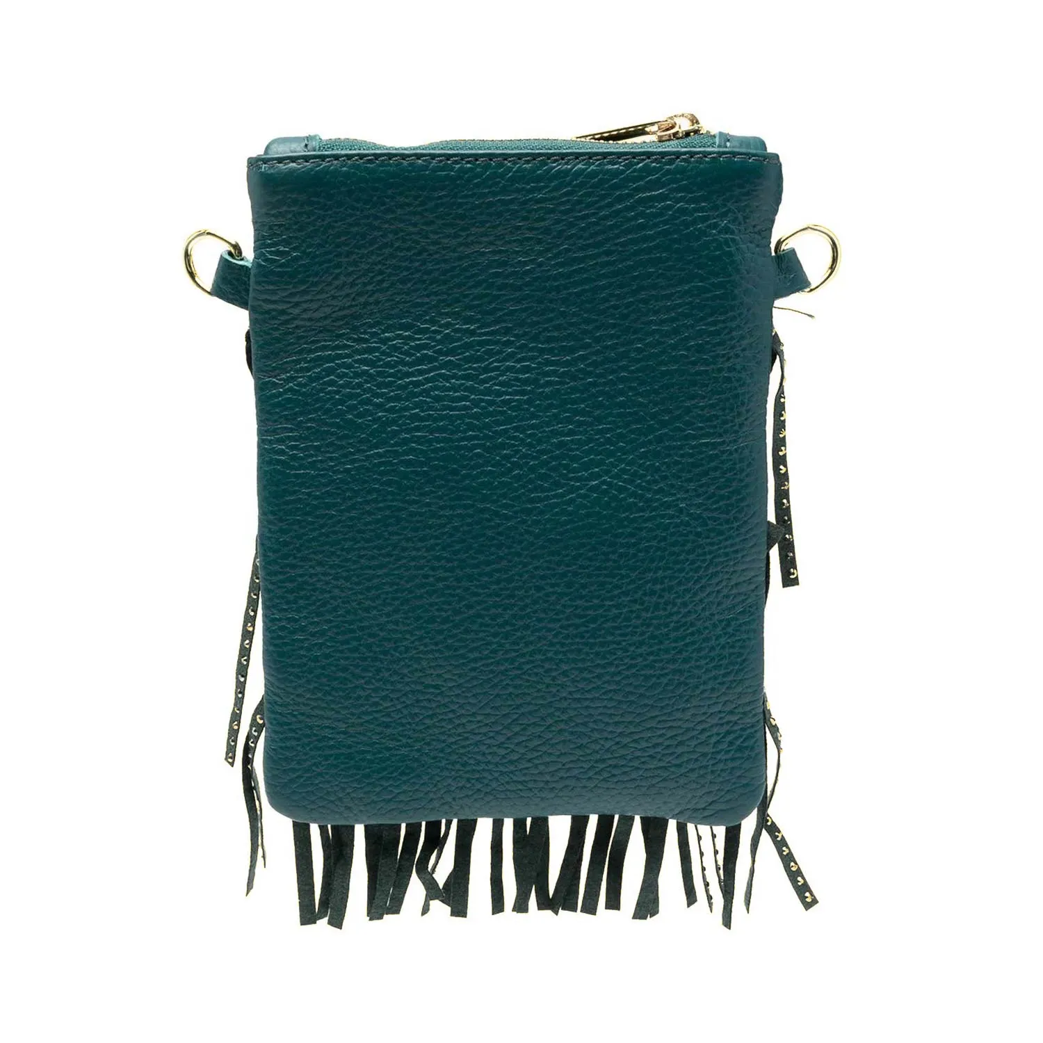 Monnalisa Green Shoulder Bag With Fringes And Studs