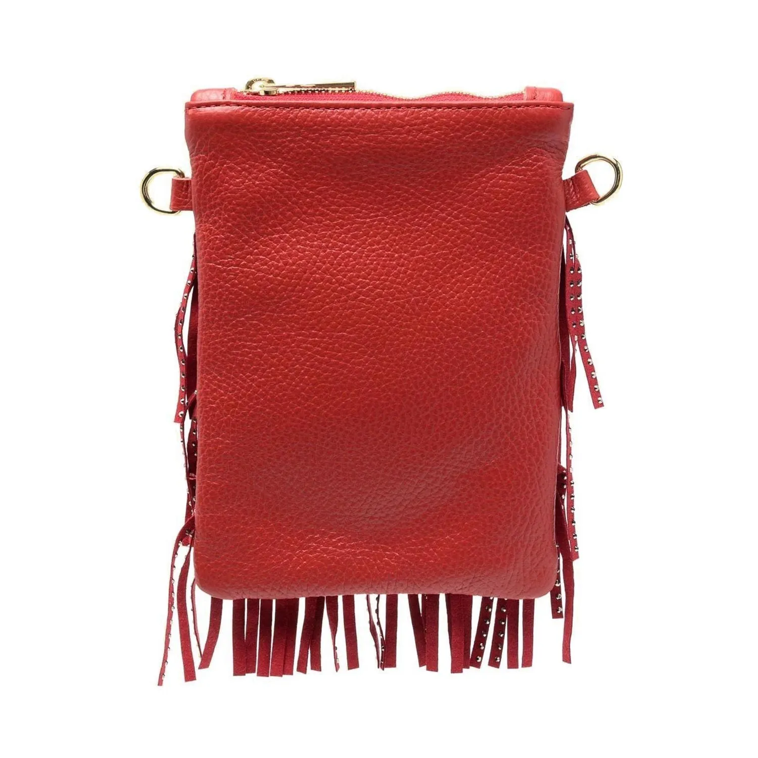 Monnalisa Red Shoulder Bag With Fringes And Studs