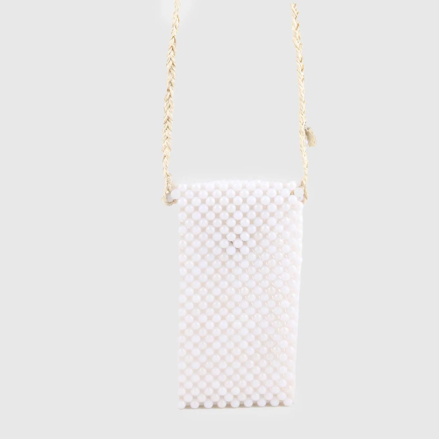 Monnalisa White Beaded Shoulder Bag For Girls