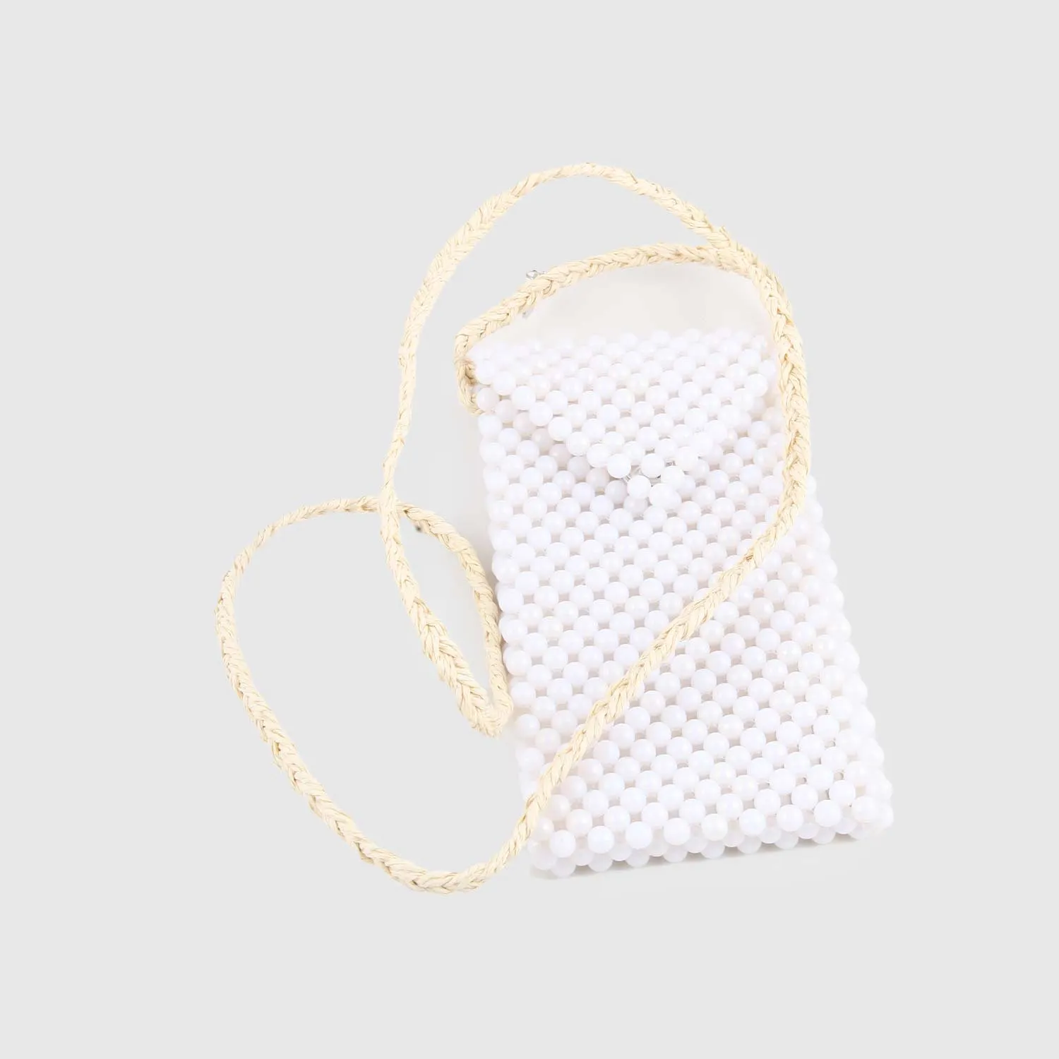 Monnalisa White Beaded Shoulder Bag For Girls