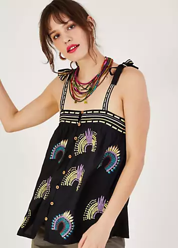 Monsoon Sleeveless Embroidered Top | Kaleidoscope