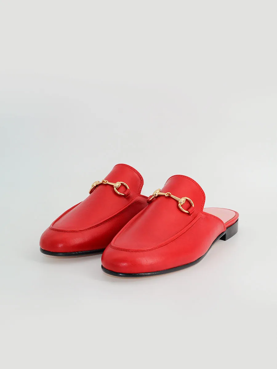 Mules Venecia piel coy color rojo