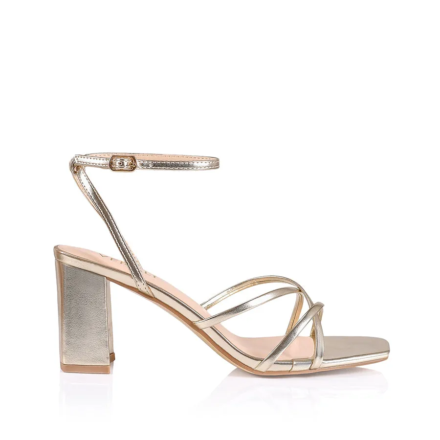 Nakita Block Heel Sandals - Champagne Metallic