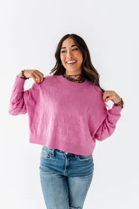 Natalee Checkered Sweater in Pink