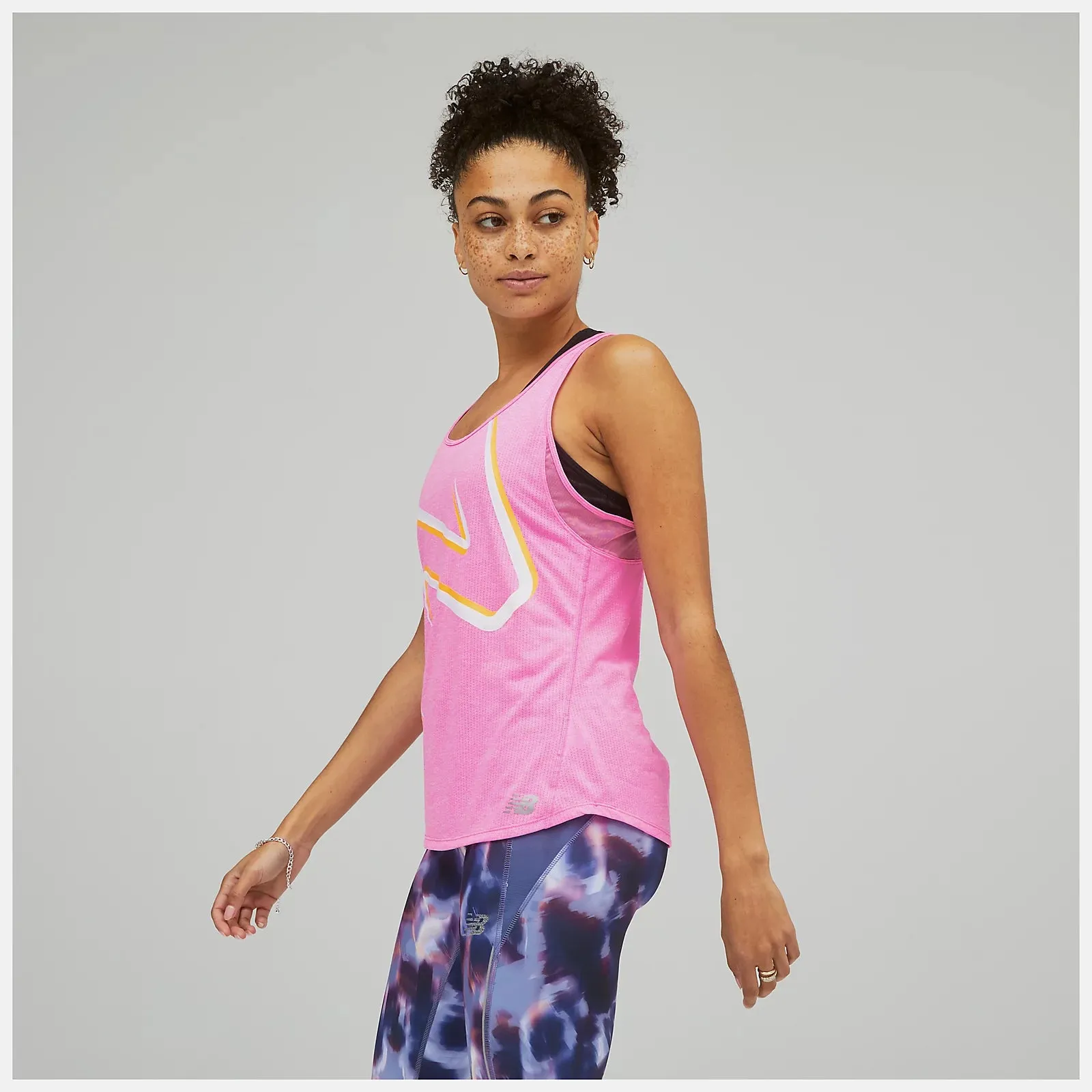 New Balance | Printed Impact Run Tank | Women's | Vibrant Pink Heather