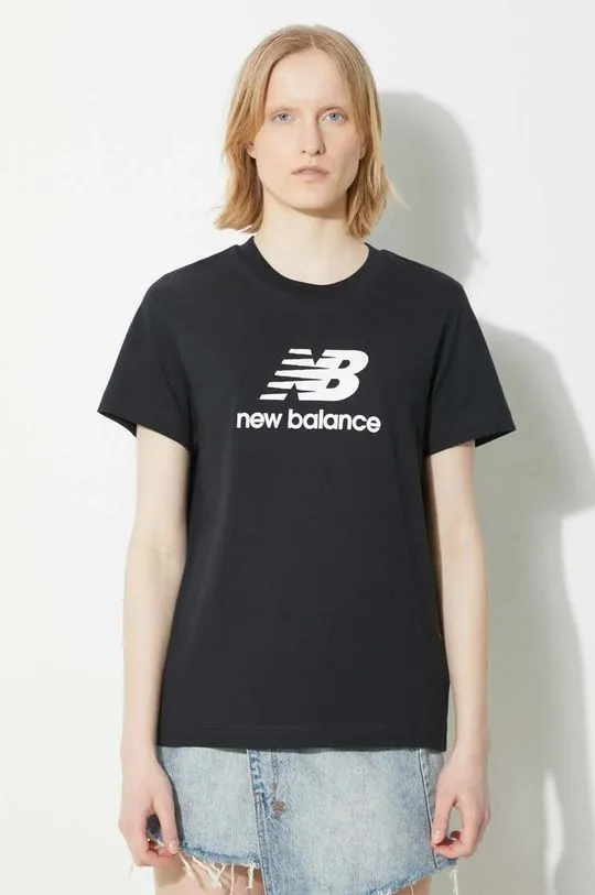 New Balance cotton t-shirt Sport Essentials women’s black color WT41502BK