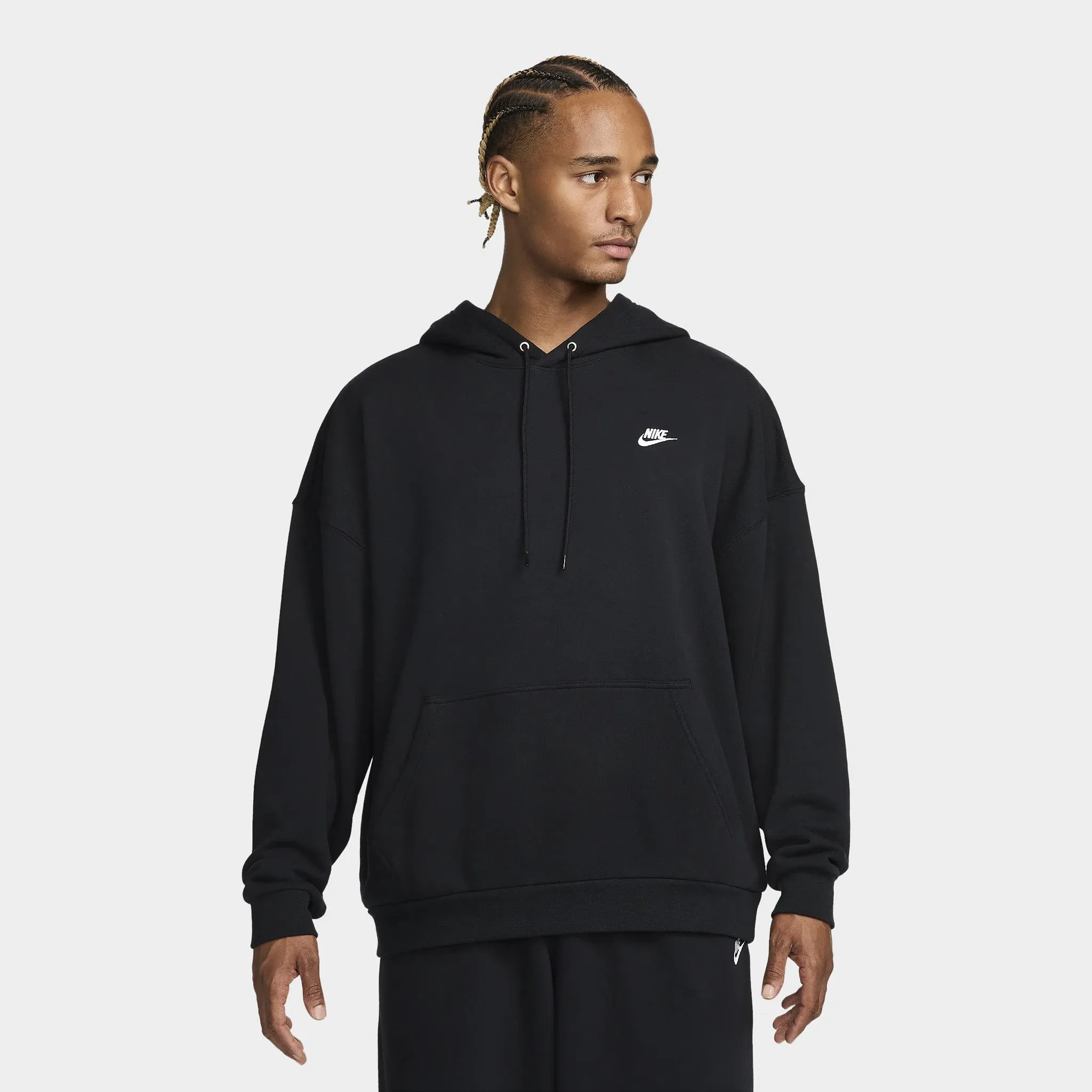 Nike Club Fleece Oversized Pullover Hoodie Black / White