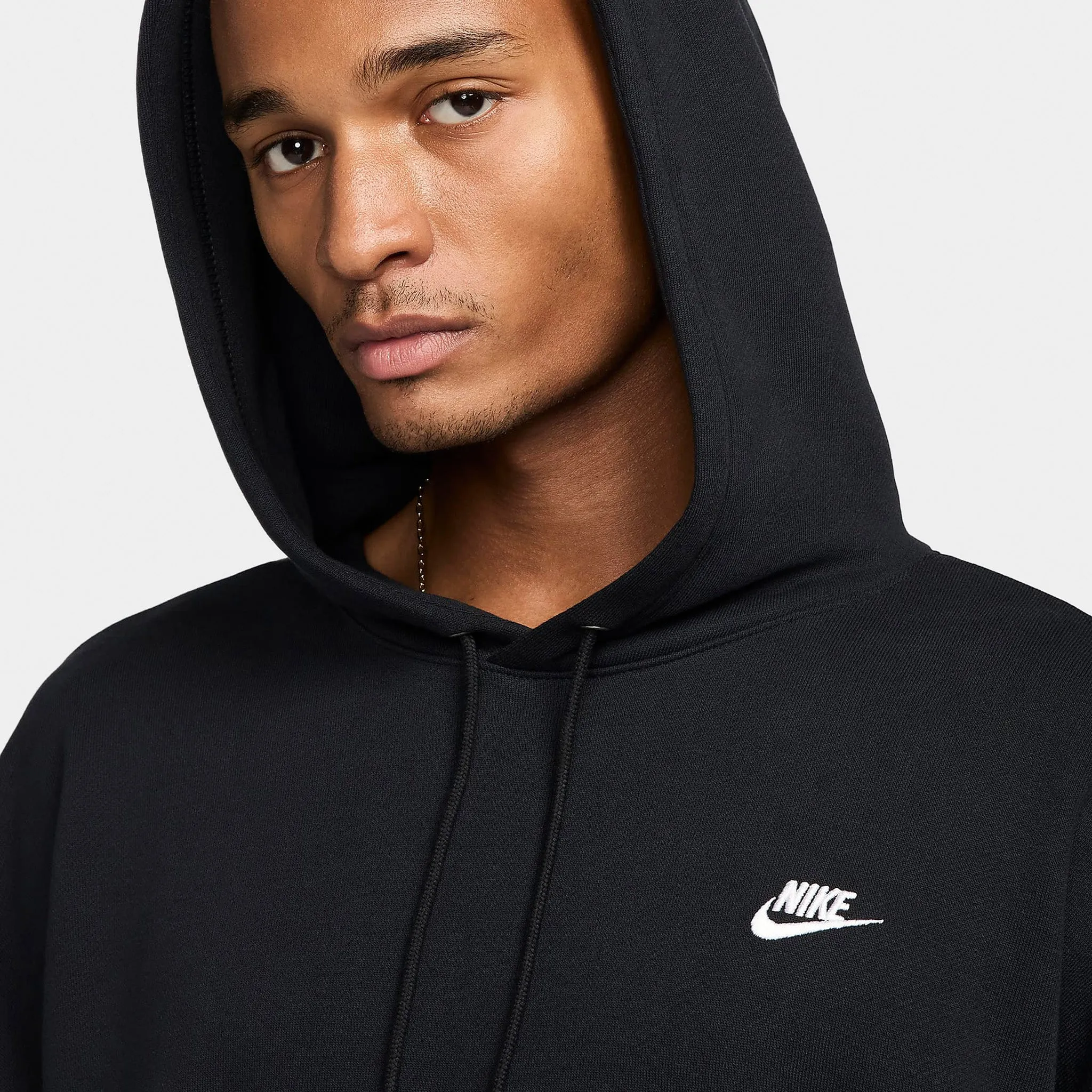 Nike Club Fleece Oversized Pullover Hoodie Black / White