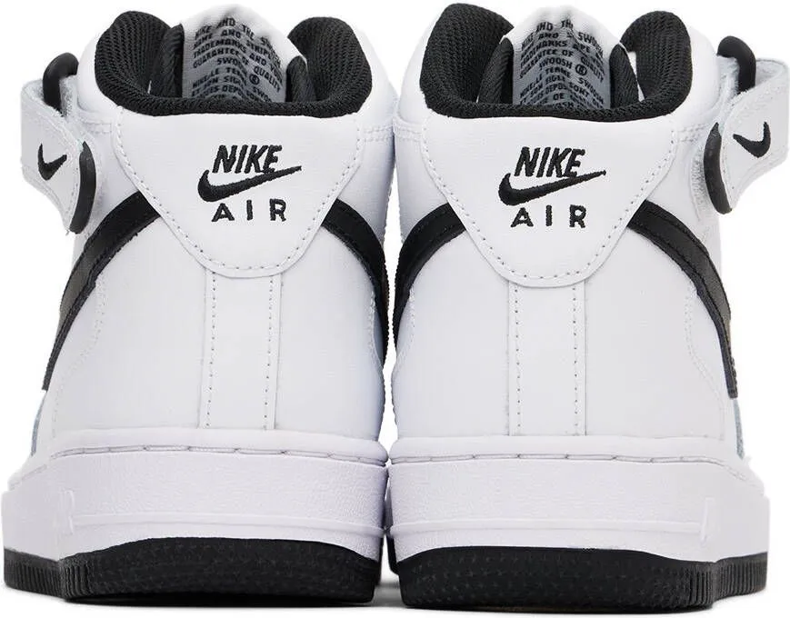 Nike Kids White & Black Air Force 1 Mid LE Big Kids Sneakers