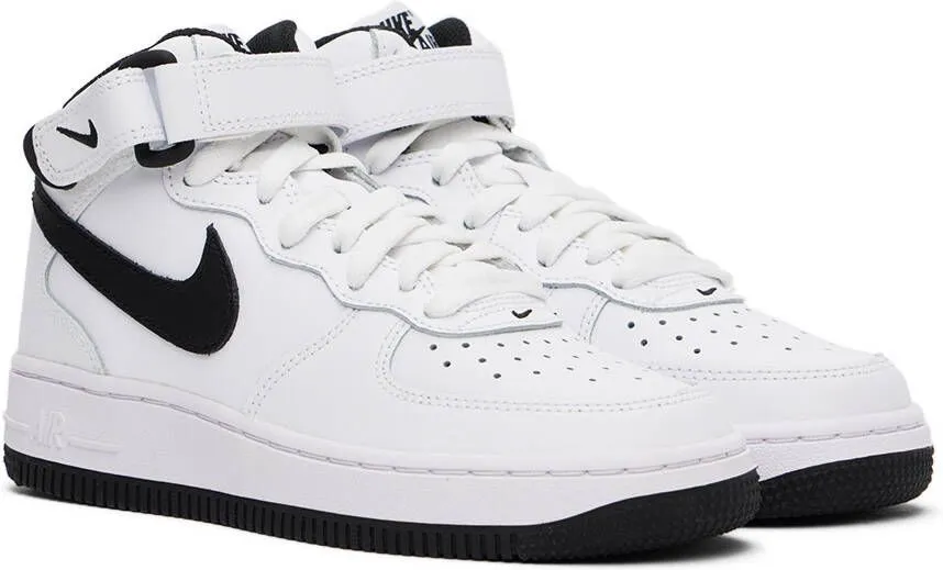 Nike Kids White & Black Air Force 1 Mid LE Big Kids Sneakers