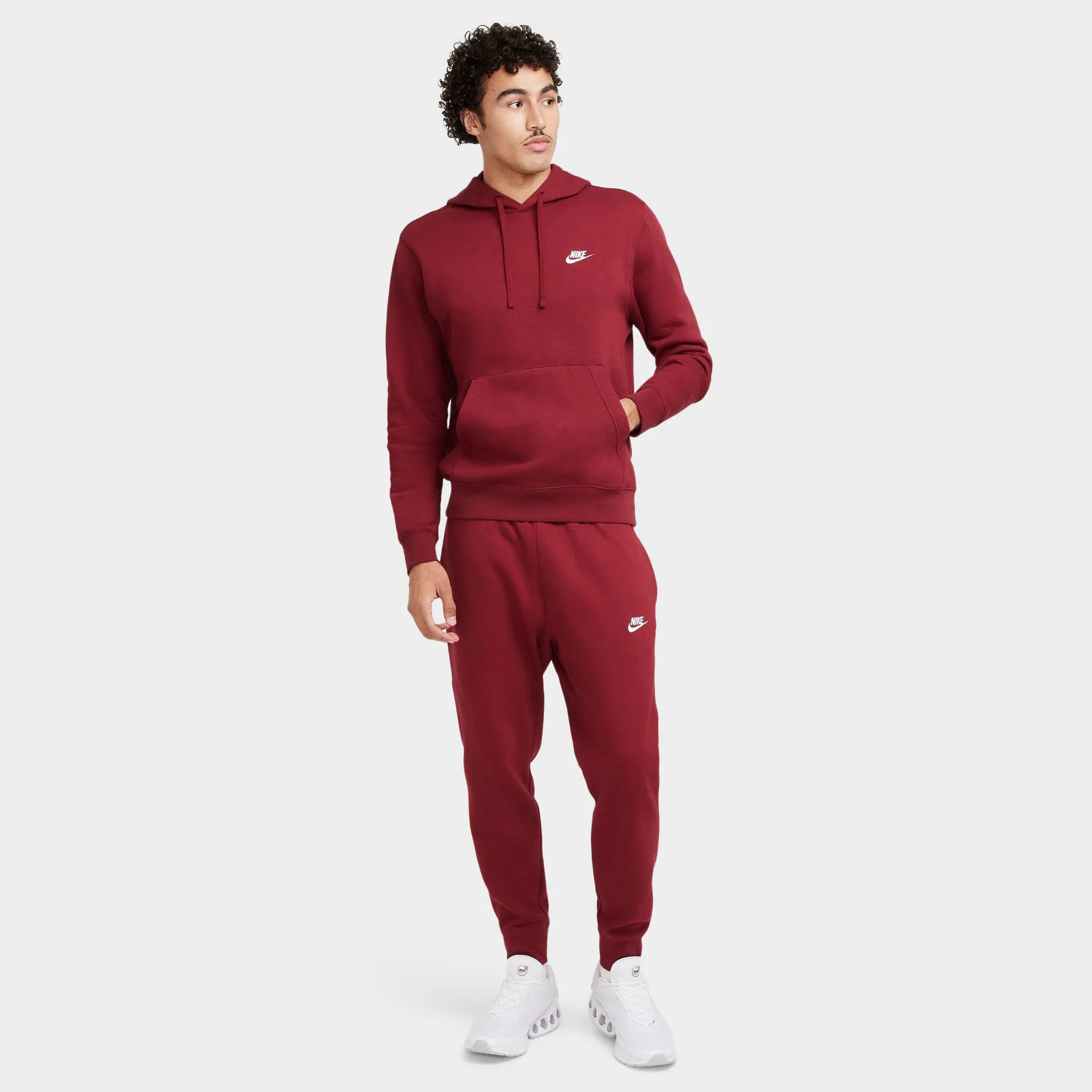 Nike Sportswear Club Fleece Pullover Hoodie Team Red /  Team Red / White