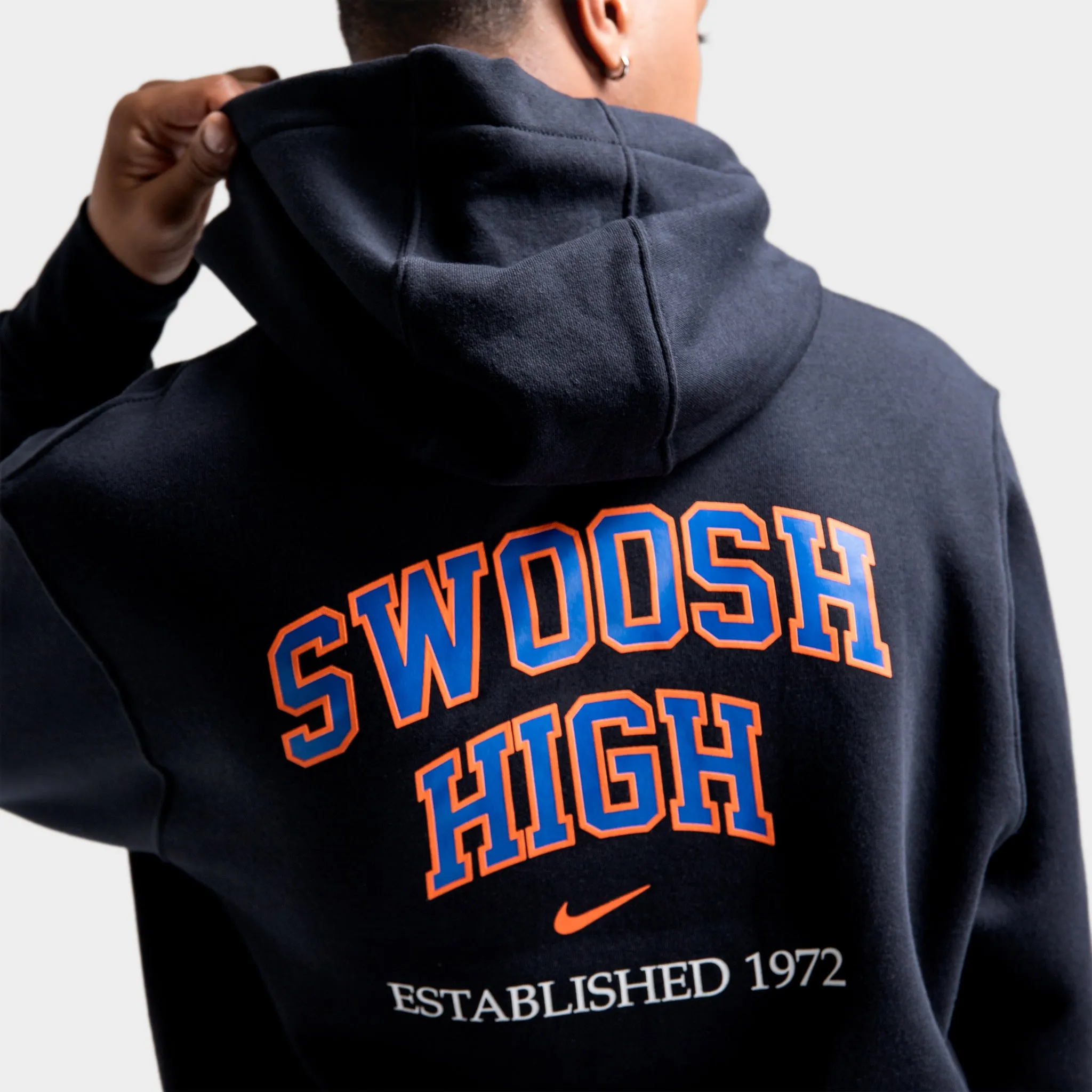 Nike Sportswear Club Fleece 'Swoosh High' Pullover Hoodie / Black