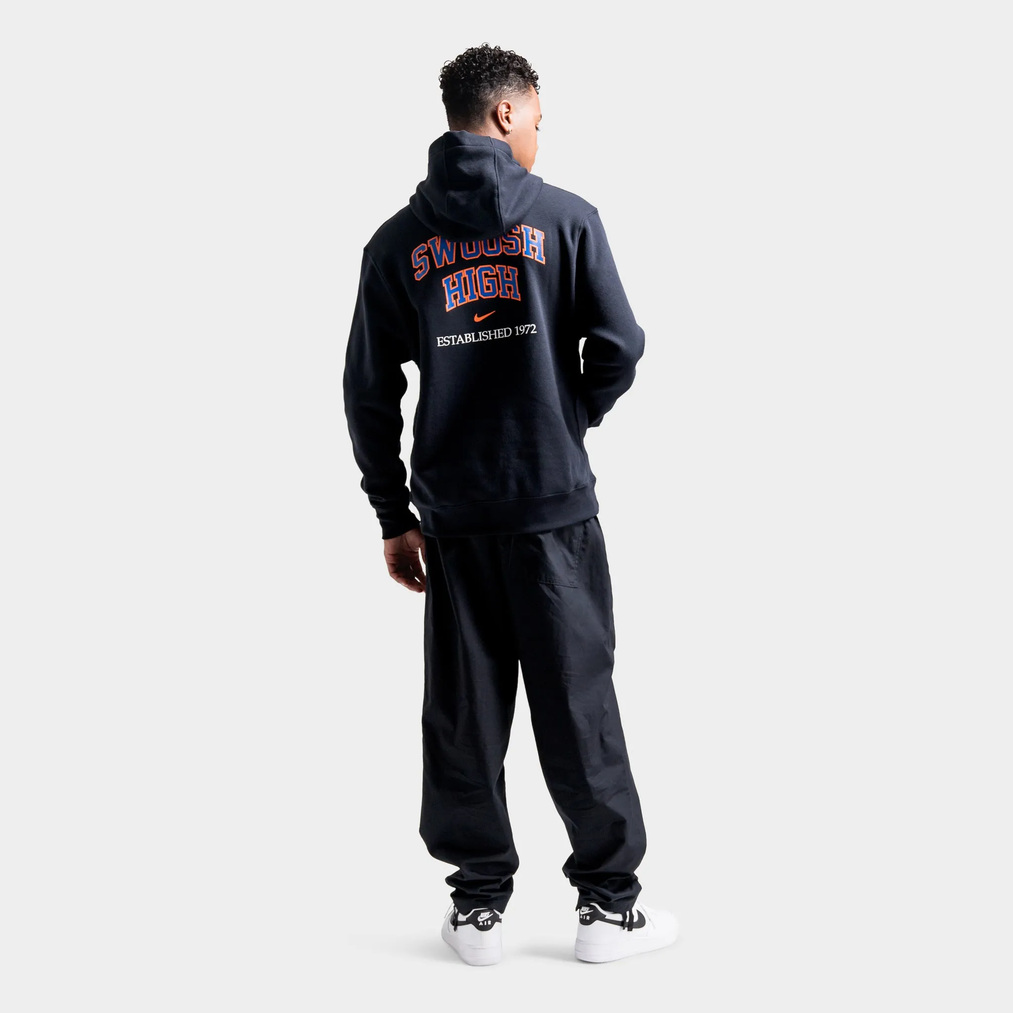 Nike Sportswear Club Fleece 'Swoosh High' Pullover Hoodie / Black