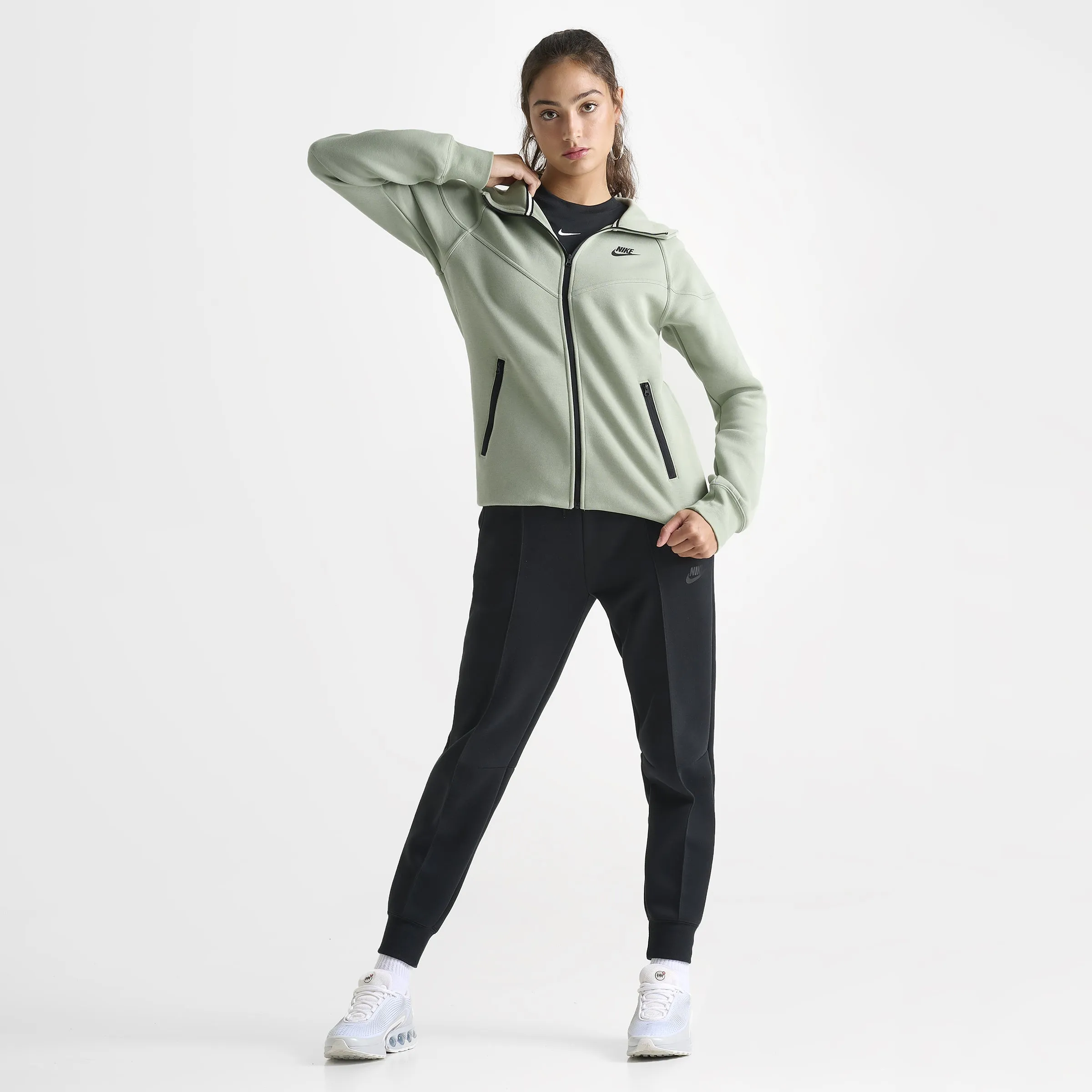 Nike Sportswear Women's Tech Fleece Windrunner Full Zip Hoodie Jade Horizon / Black