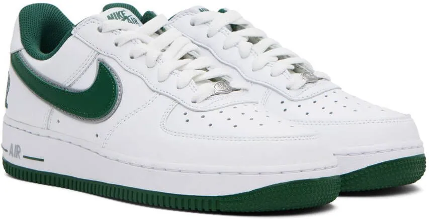 Nike White & Green LeBron James Air Force 1 Sneakers