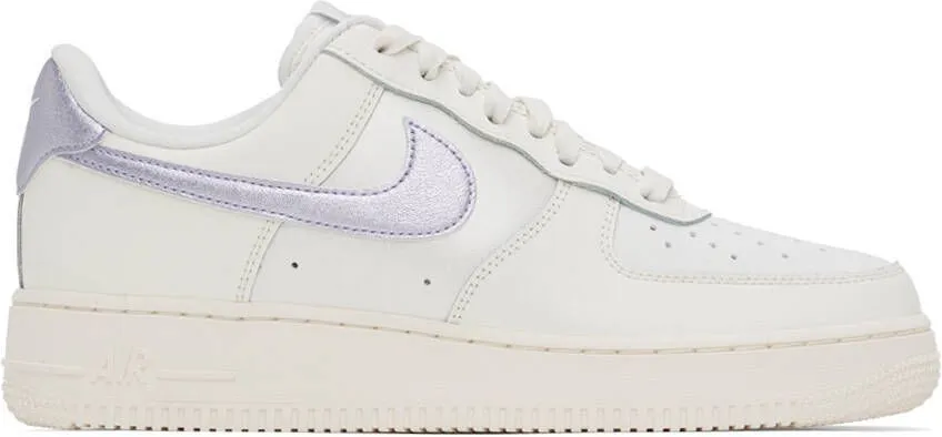 Nike White & Purple Air Force 1 '07 Sneakers