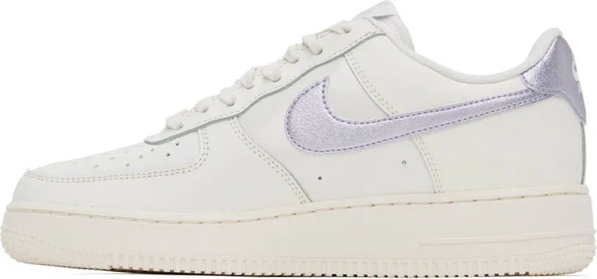 Nike White & Purple Air Force 1 '07 Sneakers