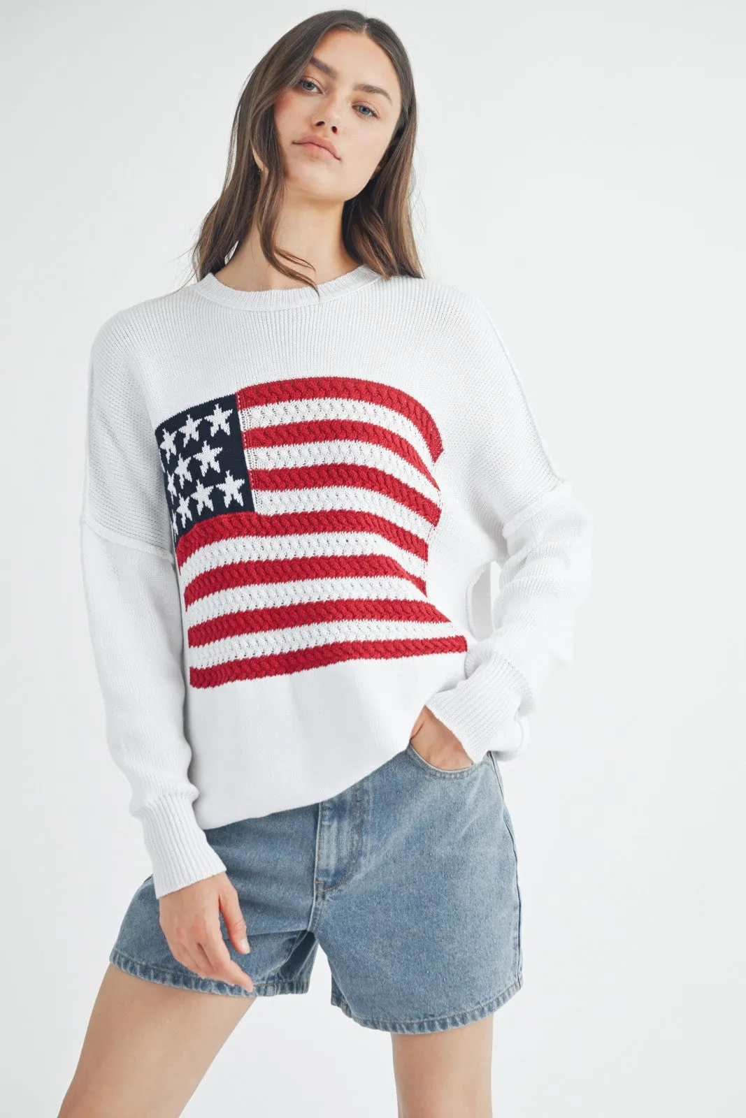 Off White American Flag Sweater