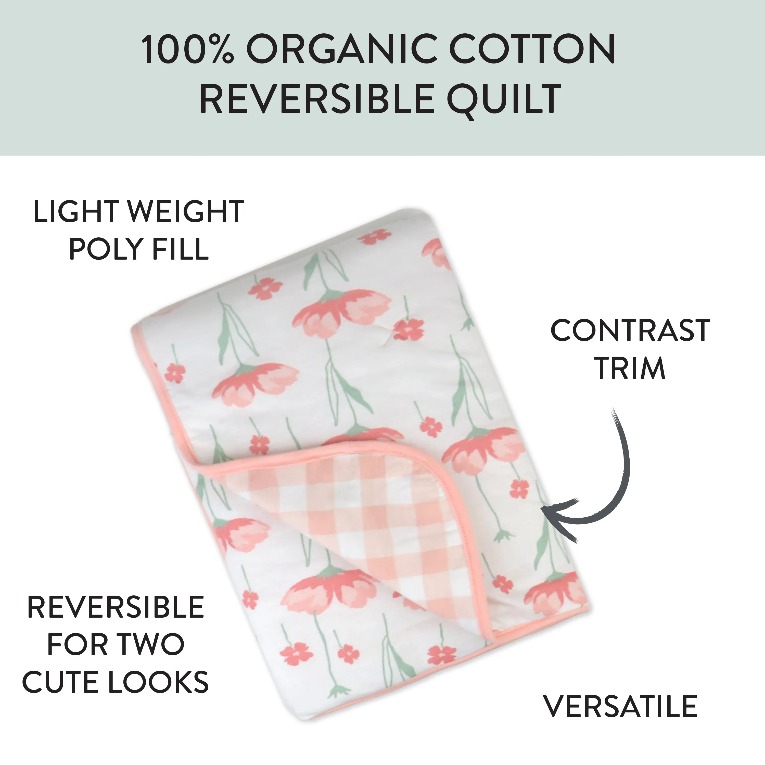 Organic Cotton Hand-Quilted Reversible Baby Blanket