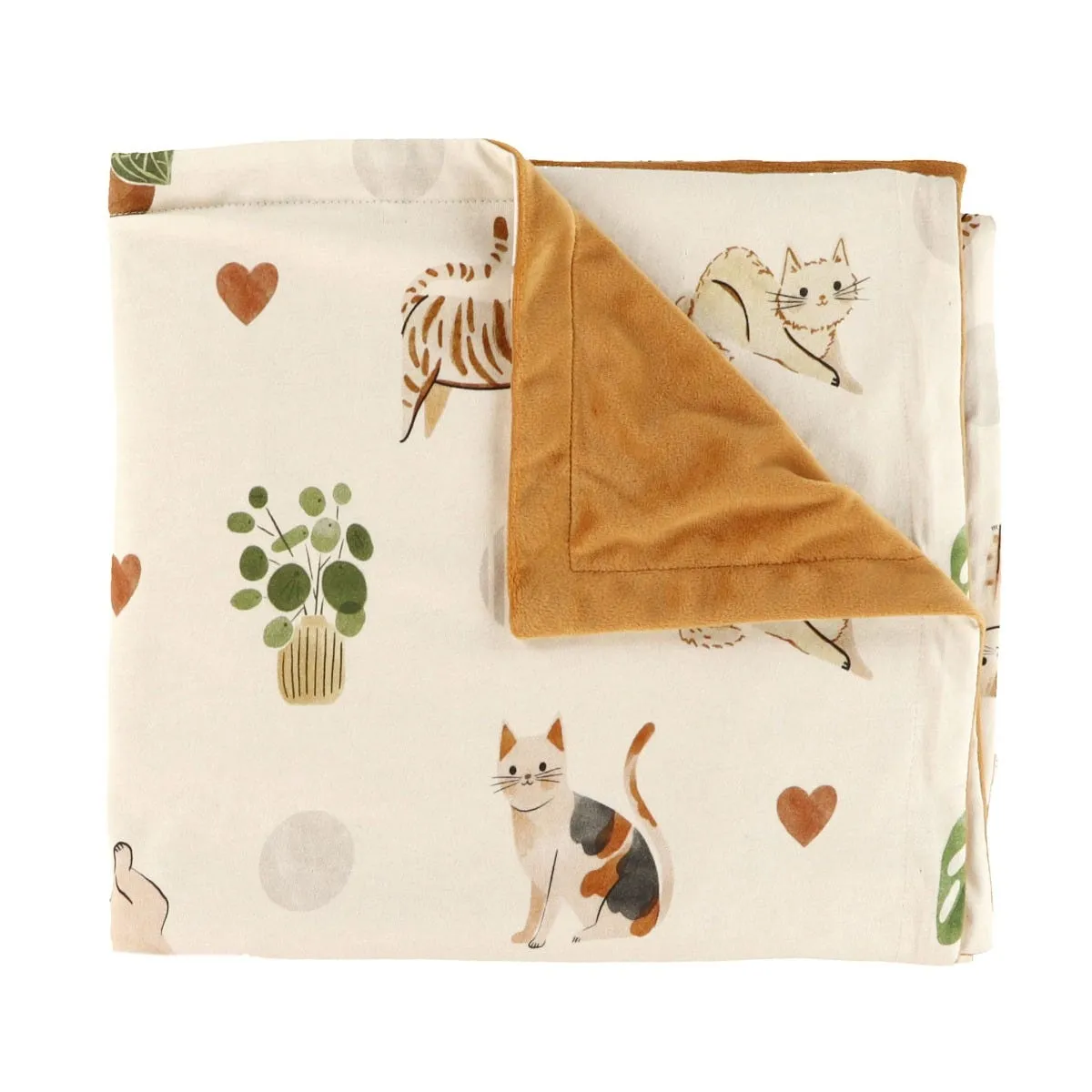 Origami Maison Reversible Chamois Jersey Blanket - Cats  - Clement