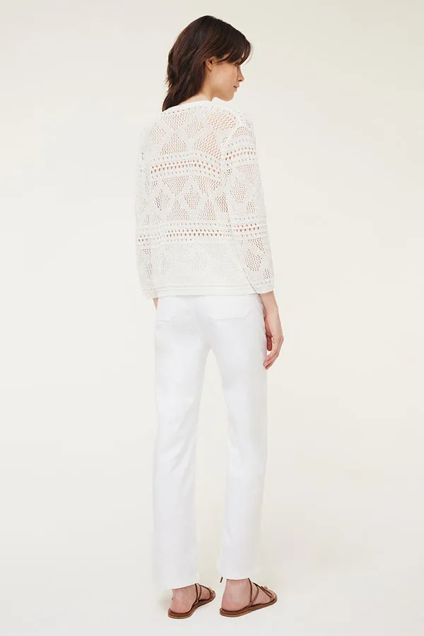 PabloLYSIA WHITE OPENWORK CROCHET CARDIGAN