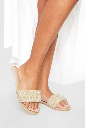 Pearl Embellished Slip On Sandals