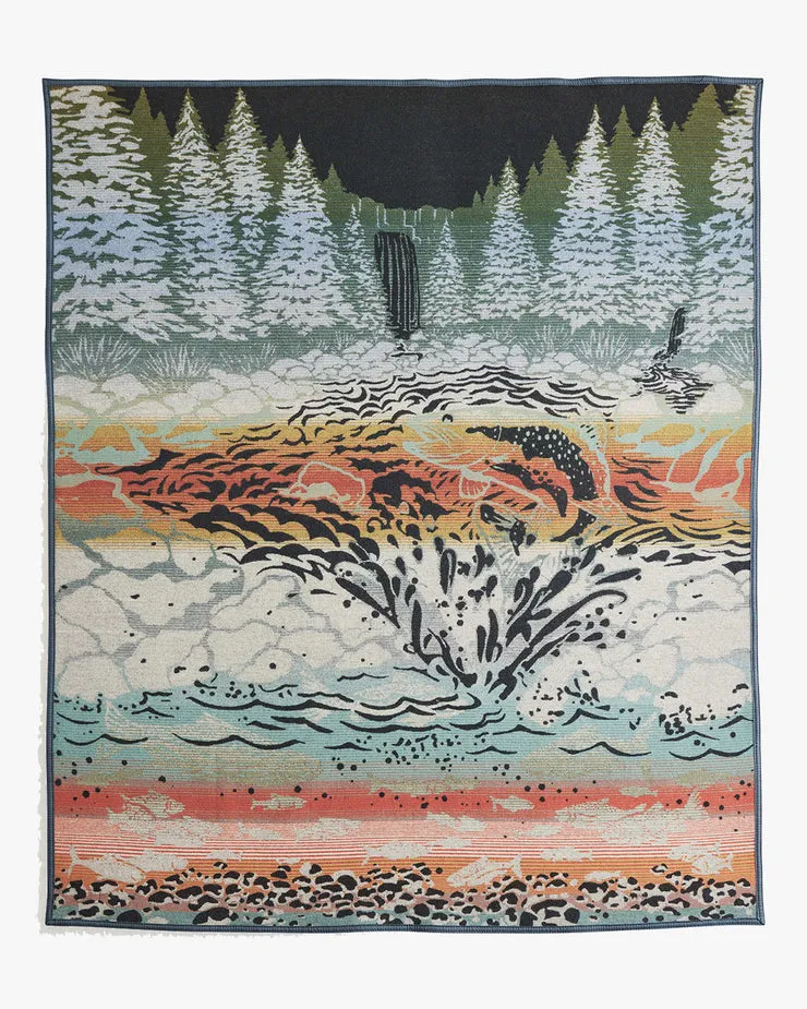 Pendleton Jacquard Napped Robe Wool Blanket - Salmon Falls