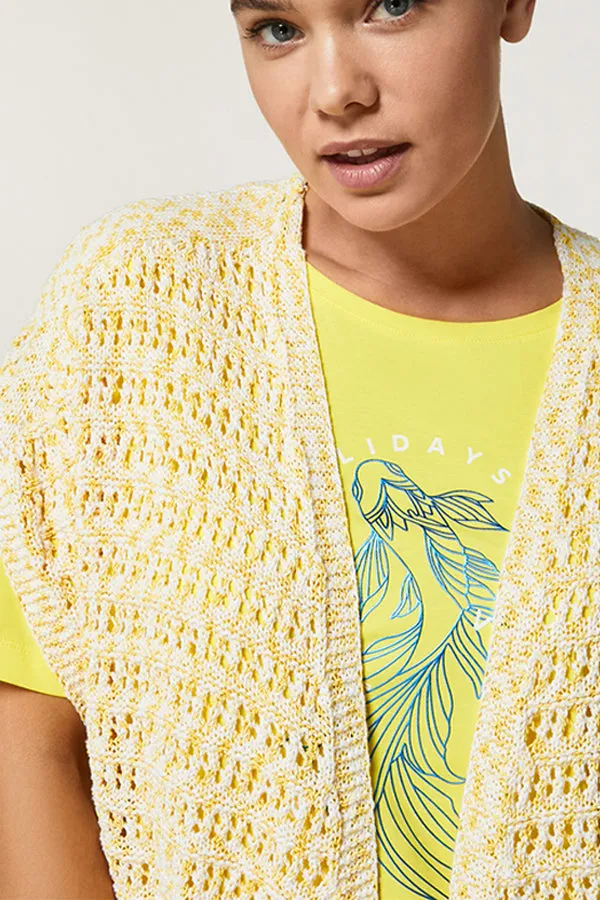 Persona (by Marina Rinaldi) ZOLDER YELLOW COTTON YARN CARDIGAN