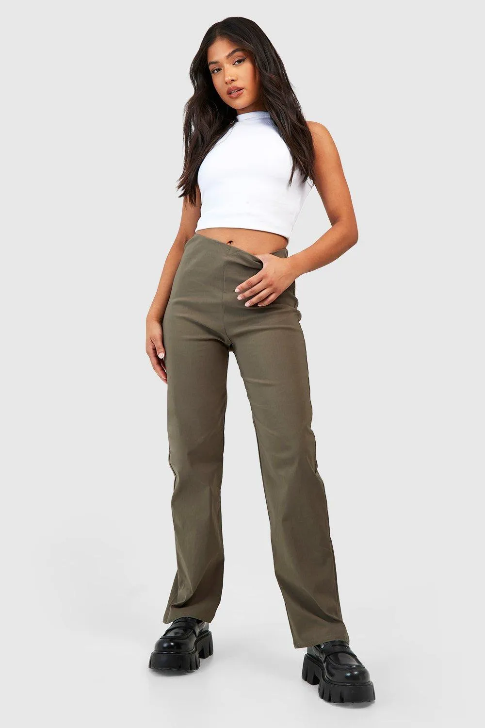 Petite Bengaline Stretch Straight Leg Pants