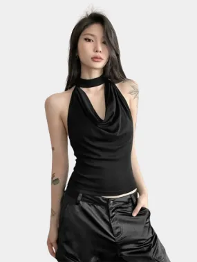 Plain Black Sleeveless Crop Top