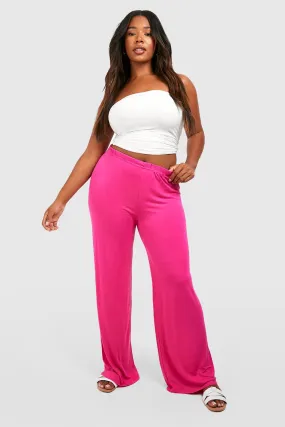 Plus Basic Jersey Knit Wide Leg Pants