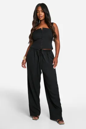 Plus Hook And Eye Corset And Slouchy Wide Leg Pants Two-Piece