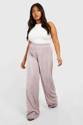 Plus Plisse Elasticated Waist Band Wide Leg Pants