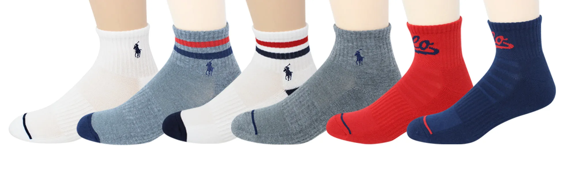 Polo Ralph Lauren Men's 6-Pack Polo Swoosh Atheltic Quarter Sock