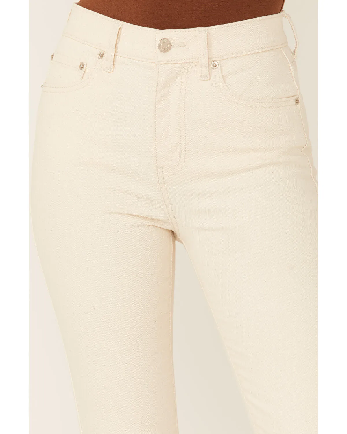 Product Name:  Daze Women's Shy Girl High Rise Ivory Crop Flare Jeans