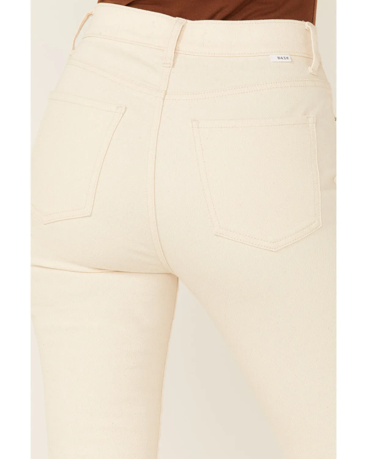 Product Name:  Daze Women's Shy Girl High Rise Ivory Crop Flare Jeans