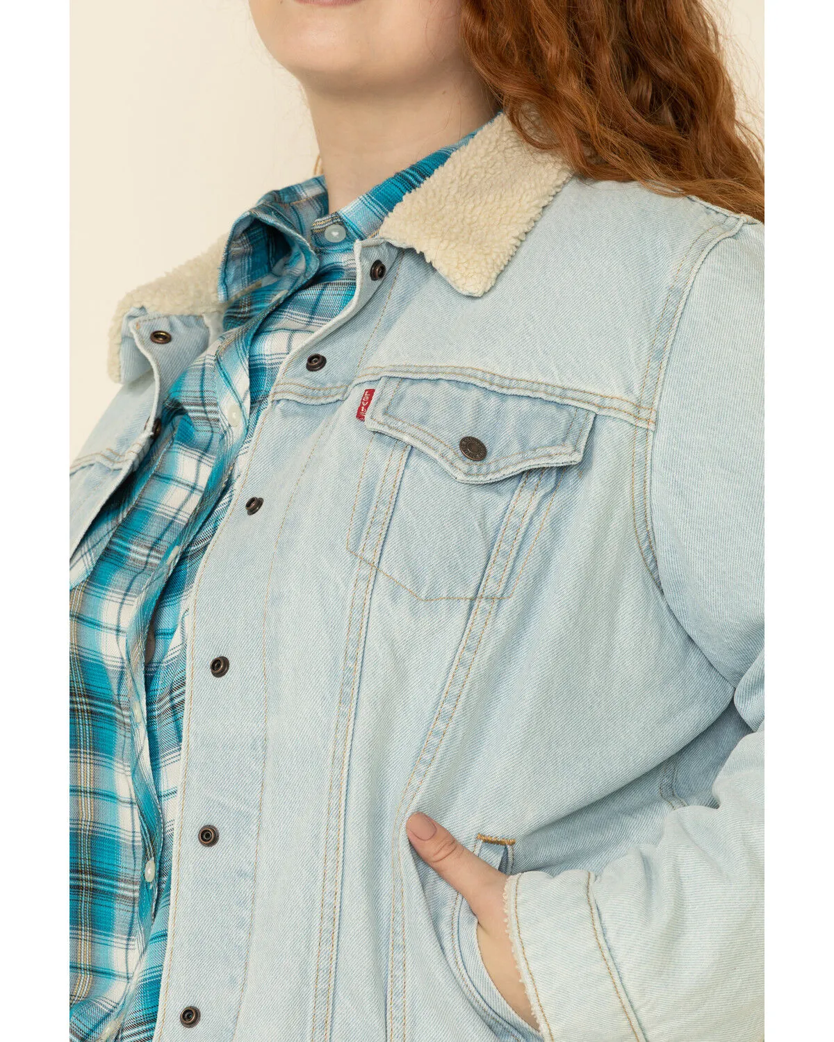 Product Name:  Levi's Women's Light Wash Sherpa Lined Collar Jacket