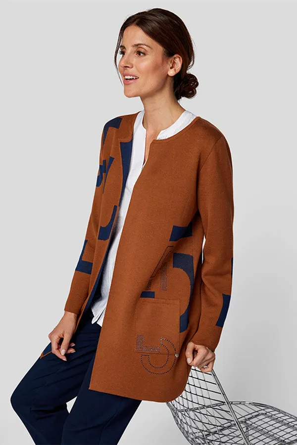 Rabe & LecomteBROWN GRAPHIC DESIGN LONG CARDIGAN