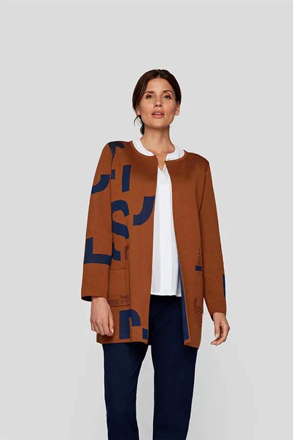 Rabe & LecomteBROWN GRAPHIC DESIGN LONG CARDIGAN