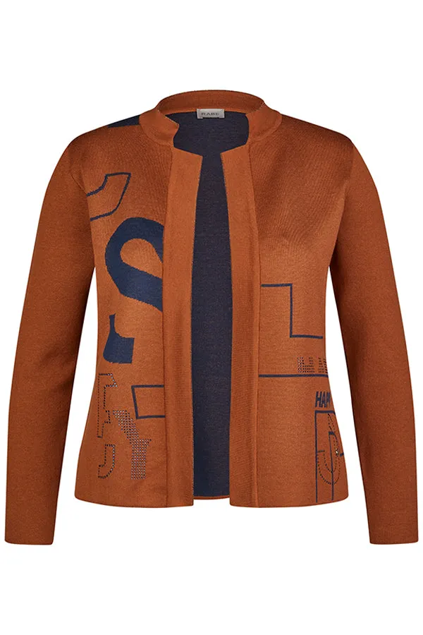 Rabe & LecomteBROWN OPEN FRONT GRAPHIC DESIGN CARDIGAN